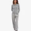 Cárdigan de lana merina con cuello para mujer - Gris jaspeado