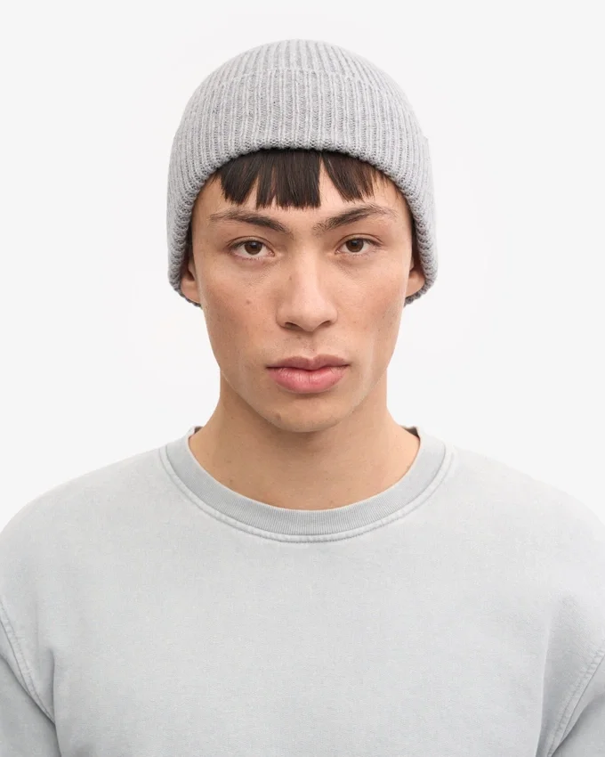 Gorro de lana merina - Gris jaspeado
