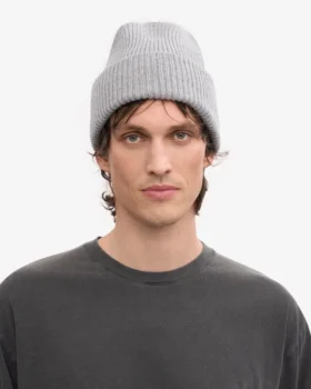 Gorro de lana merina – Gris jaspeado
