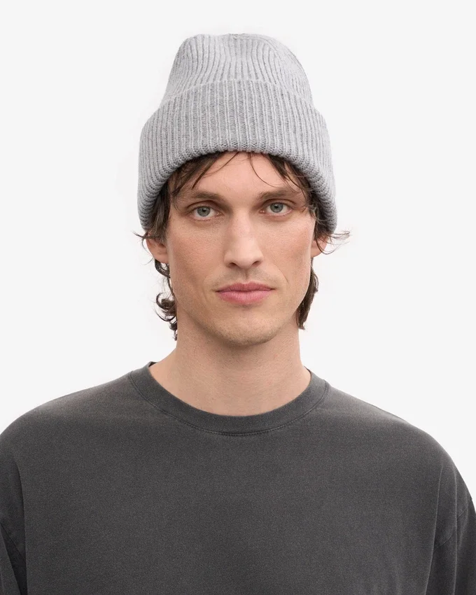 Gorro de lana merina - Gris jaspeado
