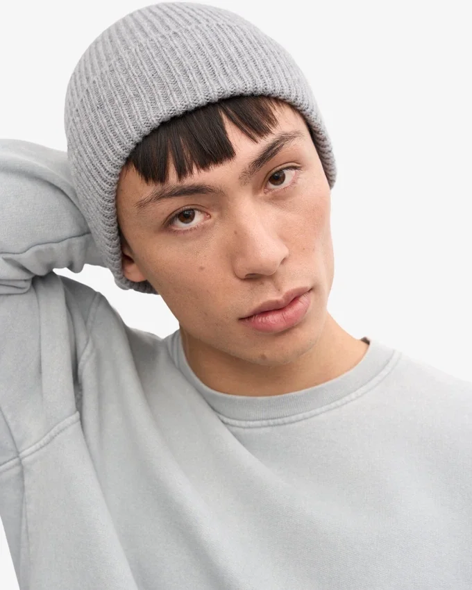 Gorro de lana merina - Gris jaspeado