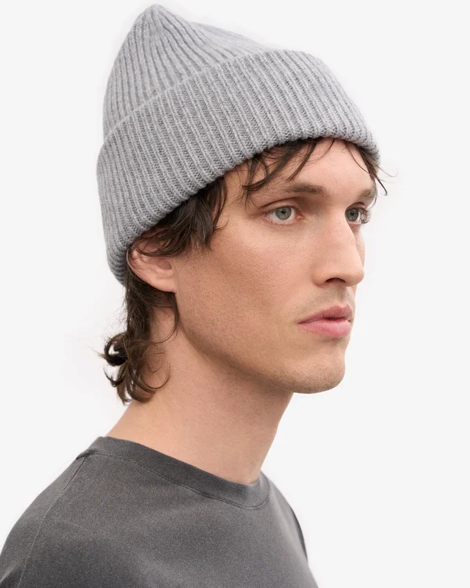 Gorro de lana merina - Gris jaspeado