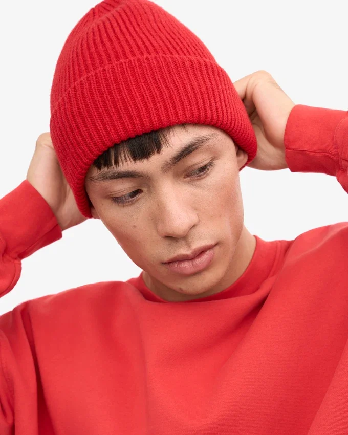Gorro de lana merina - Rojo escarlata