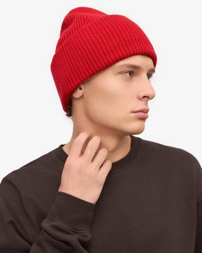 Gorro de lana merina - Rojo escarlata