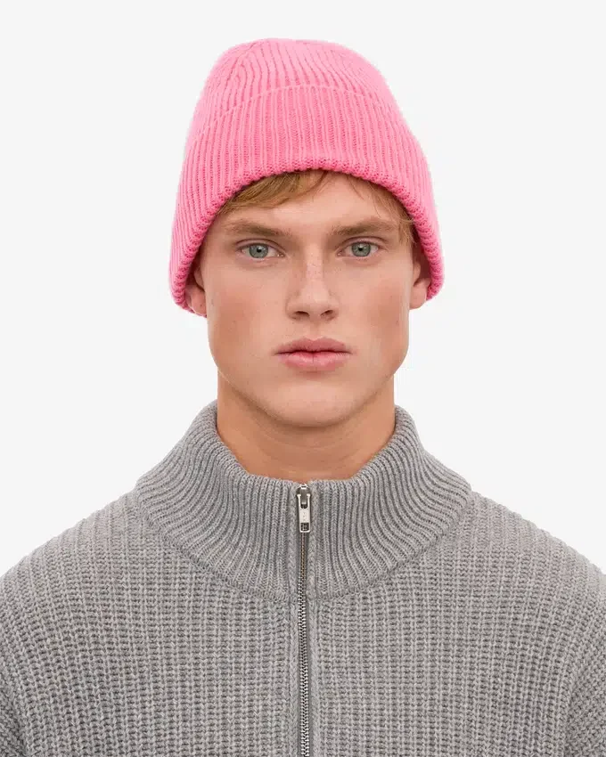 Gorro de lana merina - Rosa chicle