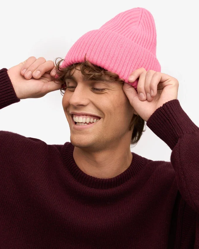 Gorro de lana merina - Rosa chicle
