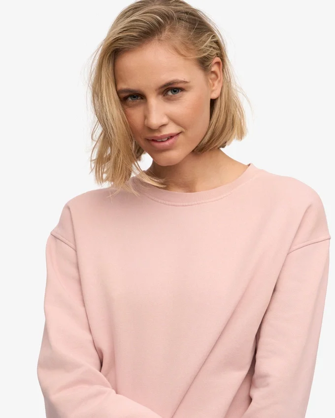 Jersey Classic Organic de cuello redondo para mujer - Rosa descolorido