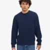 Jersey clásico de cuello redondo de lana merina - Azul marino