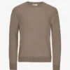 Jersey clásico de cuello redondo de lana merina - Gris topo cálido