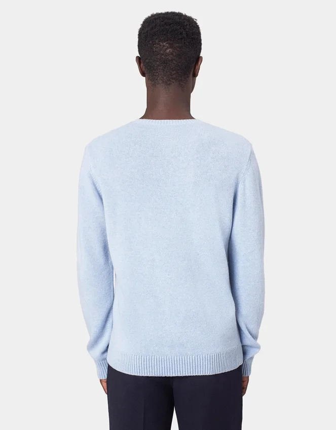 Jersey clásico de cuello redondo de lana merina - Gris topo cálido