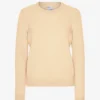 Jersey clásico de cuello redondo de lana merina para mujer - Amarillo suave