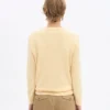 Jersey clásico de cuello redondo de lana merina para mujer - Amarillo suave