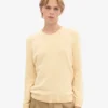 Jersey clásico de cuello redondo de lana merina para mujer - Amarillo suave