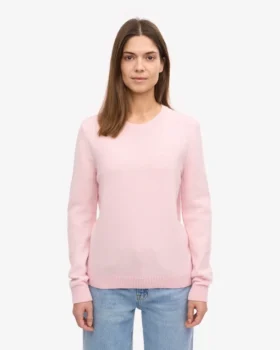 Jersey clásico de cuello redondo de lana merina para mujer – Azul marino