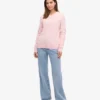 Jersey clásico de cuello redondo de lana merina para mujer - Azul marino