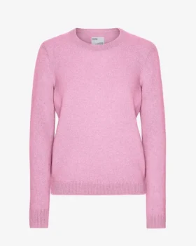 Jersey clásico de cuello redondo de lana merina para mujer - Flor de cerezo