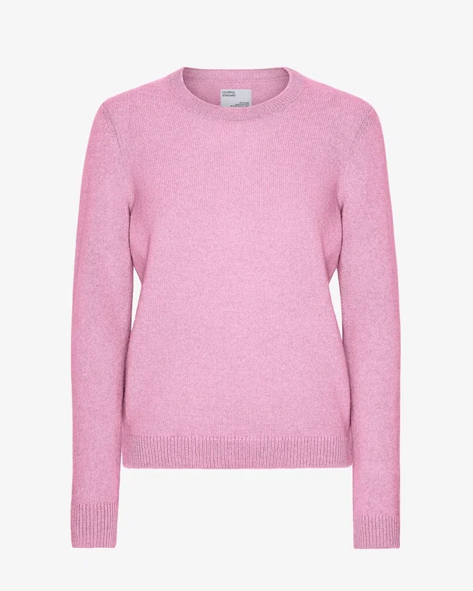 Jersey clásico de cuello redondo de lana merina para mujer - Flor de cerezo