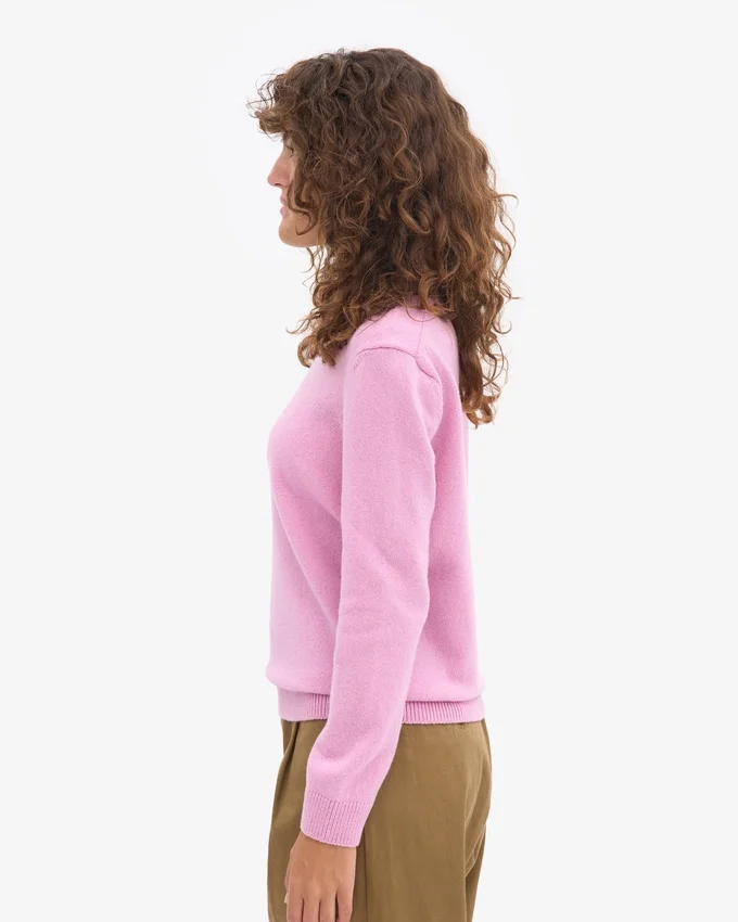 Jersey clásico de cuello redondo de lana merina para mujer - Flor de cerezo