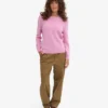 Jersey clásico de cuello redondo de lana merina para mujer - Flor de cerezo