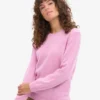 Jersey clásico de cuello redondo de lana merina para mujer - Flor de cerezo