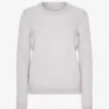 Jersey clásico de cuello redondo de lana merina para mujer - Mezcla de colores nieve