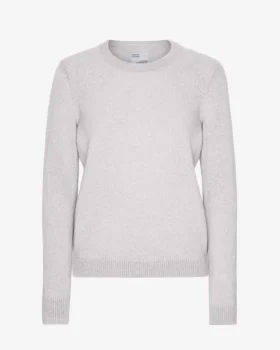 Jersey clásico de cuello redondo de lana merina para mujer - Mezcla de colores nieve