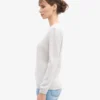 Jersey clásico de cuello redondo de lana merina para mujer - Mezcla de colores nieve