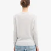 Jersey clásico de cuello redondo de lana merina para mujer - Mezcla de colores nieve