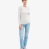 Jersey clásico de cuello redondo de lana merina para mujer - Mezcla de colores nieve