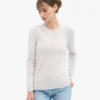 Jersey clásico de cuello redondo de lana merina para mujer - Mezcla de colores nieve