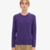 Jersey clásico de cuello redondo de lana merina para mujer - Violeta ultra