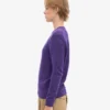 Jersey clásico de cuello redondo de lana merina para mujer - Violeta ultra