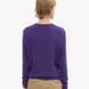 Jersey clásico de cuello redondo de lana merina para mujer - Violeta ultra