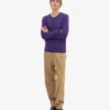 Jersey clásico de cuello redondo de lana merina para mujer - Violeta ultra