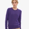 Jersey clásico de cuello redondo de lana merina para mujer - Violeta ultra