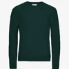 Jersey clásico de cuello redondo de lana merina - Verde esmeralda