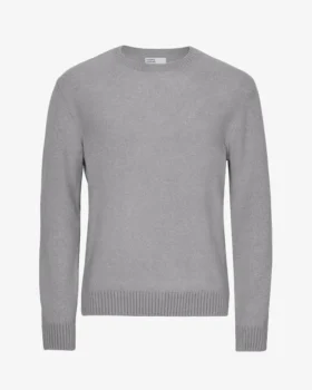 Jersey clásico de lana merina - Gris jaspeado