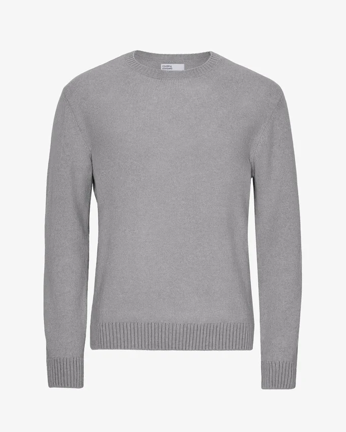 Jersey clásico de lana merina - Gris jaspeado