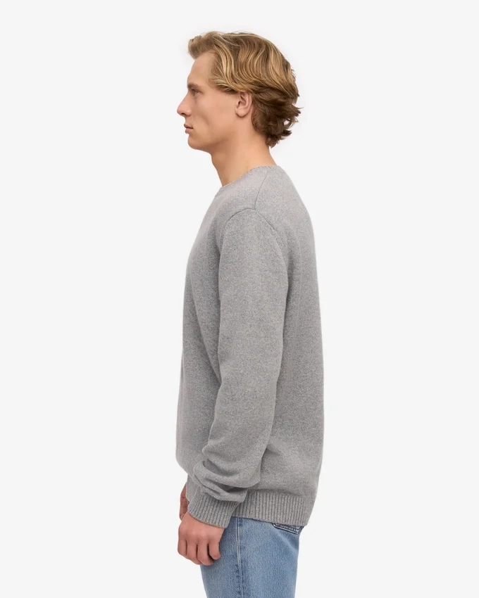 Jersey clásico de lana merina - Gris jaspeado