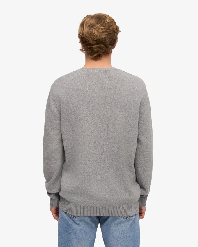 Jersey clásico de lana merina - Gris jaspeado