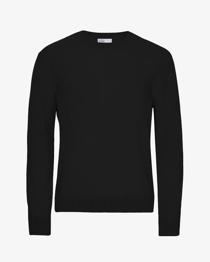 Jersey clásico de lana merina - Negro intenso
