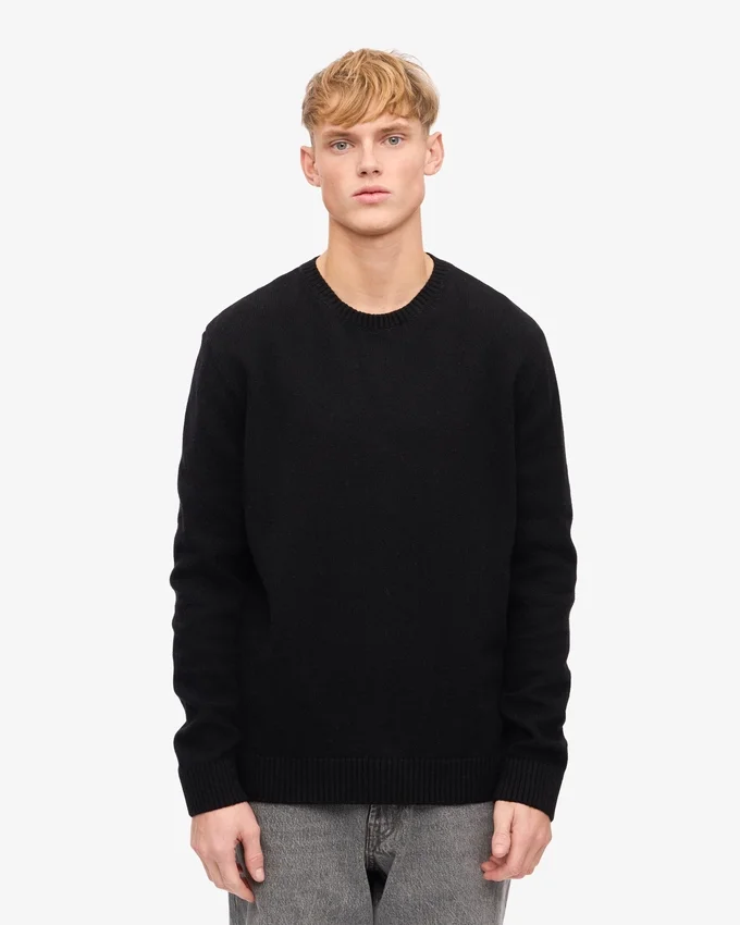 Jersey clásico de lana merina - Negro intenso