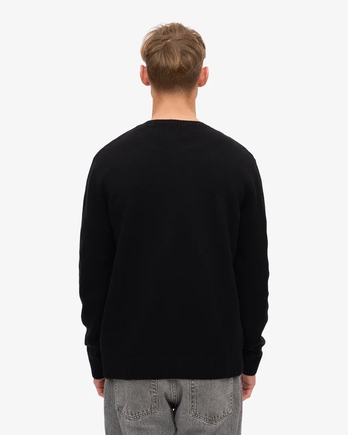 Jersey clásico de lana merina - Negro intenso