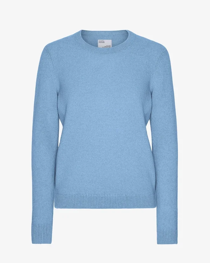 Jersey clásico de lana merina para mujer - Azul mar