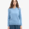 Jersey clásico de lana merina para mujer - Azul mar