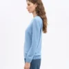 Jersey clásico de lana merina para mujer - Azul mar