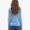 Jersey clásico de lana merina para mujer - Azul mar