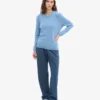 Jersey clásico de lana merina para mujer - Azul mar