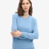 Jersey clásico de lana merina para mujer - Azul mar
