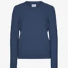 Jersey clásico de lana merina para mujer - Azul petróleo